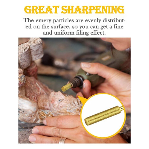 24 Pcs Titanium Plated Diamond Chainsaw Sharpener Bits - High Hardness Burr Chainsaw Sharpening Stone Kit 1