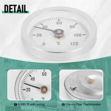 10 St 63 Mm RöRkläMma Termometer TemperaturmäTare med Rund Platta med FjäDer, Intervall 0-120 , AluminiumhöLje