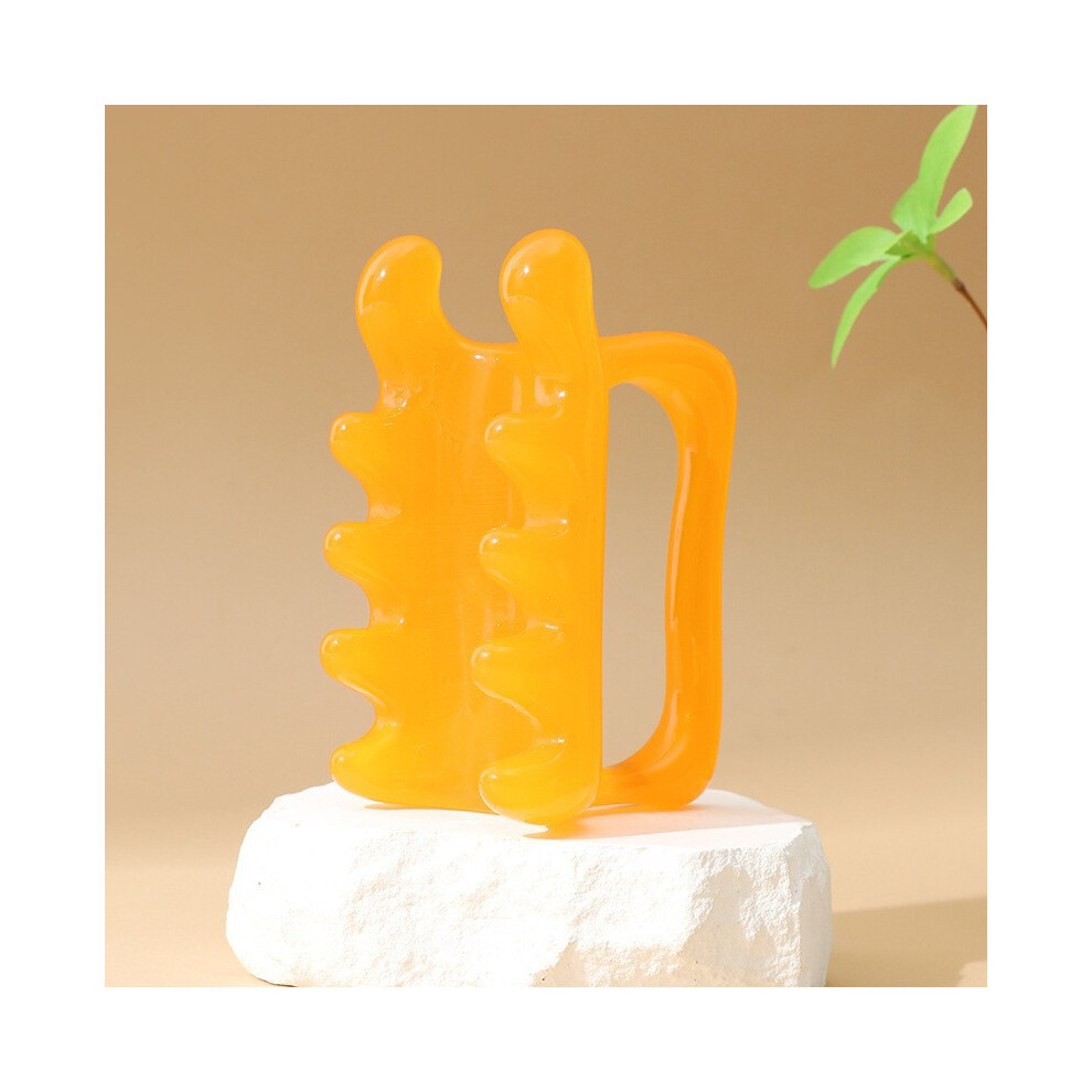 Hue-Grain (Dual Push Yellow) Dual Cone Massage Roller For Neck & Back Relief