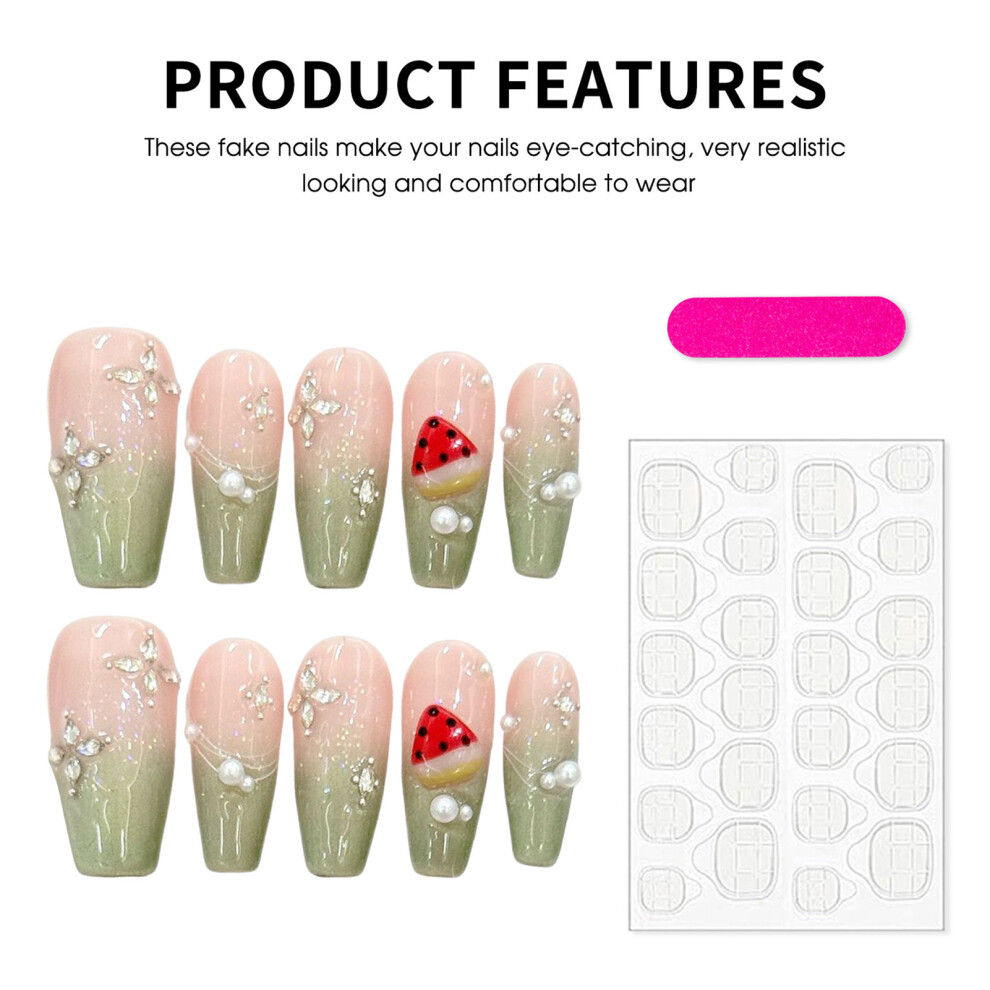 Reach-Tools (2954) 10Pcs Pink&Green Gradient Fake Nails, Chip-Proof