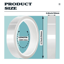 8 Rolls 20mm X33M(108Ft) Clear Heat Tape for Htv Electrical Tape Transparent High Temperature Sublimation Heat Resistant