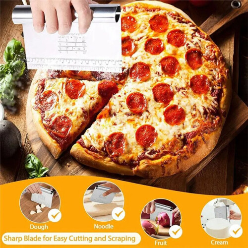 3PCS Dough Pastry Scraper Chopper Baking Cake Pizza Cutter with Measuring Scale Bread Separator Knife Cooking Tools 1