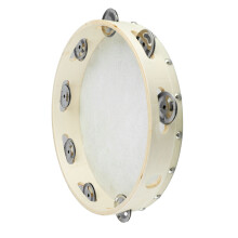 Music Tambourine for Kids & Adults 10in Wooden Hand Clapping Toy White Frame