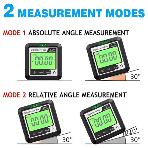 Sakerplus-Saker Magnetic Digital Inclinometer, Angle Finder Tool, Protractor Level, Multi Angle Measuring Ruler