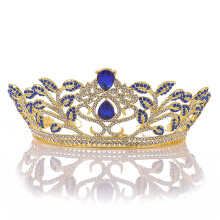 (Blue) Bride Crystal Flower Tiara Hair Accessory