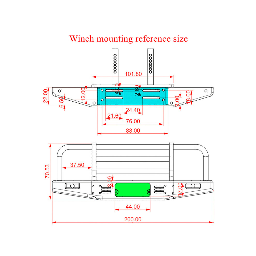 Front Bumper For Trx4 Scx10 Ii 90046 90047 Metal Front Bumper 1/10 Rc Tracked Vehicle Trx4 4713283254300