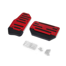 2X Universal Red Gas Accelerator Pedal and Brake Pedal Cover Foot Pad Non-Slip for Automatic Transmission Car