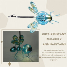 Solarbetriebene Insektenstatue Aus Eisen mit LED-Lichterkette zum Aufhängen im Freien, Baumschmuck für Zaun, Hof, Gartendekoration C