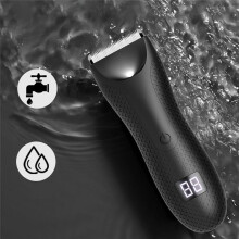 Body Hair Trimmer Rechargeable Groin Hair Trimmer Ceramic Blade Electric Shaver with 2 Guide Comb Body Groomer for Men B