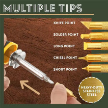 DIY Leder-Brandmalerei-Stift-Set, 7-Teilig, Holzschnitzstift mit 5 Köpfen, Ständer, Holzhandwerkszubehör für Stichelwerkzeug, US-Stecker