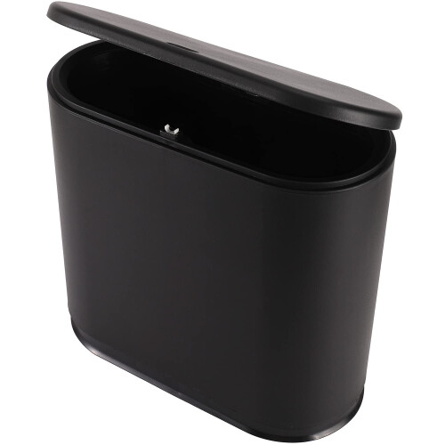 2.4 Gallon Slim Automatic Trash Can with Smart Sensor Lid, Black Plastic for Small Spaces
