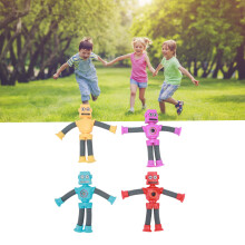 4 Stück Teleskop-Saugroboter-Spielzeug für Jungen & Mädchen – Kunststoff-Puzzle Spaß
