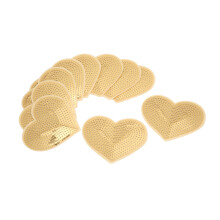 10Pcs Heart Iron-On Patches for DIY Sewing, Gold Sequins, 8.2x7cm
