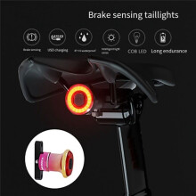 MEROCA Bicycle Tail Rear Light Auto Start Stop Brake USB Charge Cycling Taillight Bike Light Cushion Black