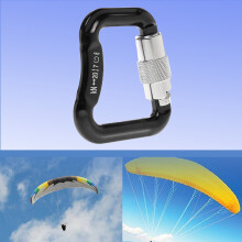 Lightweight Aluminum Alloy 20KN Auto Lock Climbing Carabiner D-Shaped Black