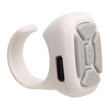 Bluetooth Remote Ring for TikTok & Camera, Rechargeable, 10m, White
