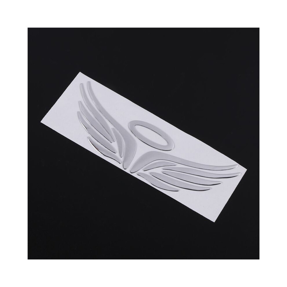 3X 3D Chrome Angel Wing Sticker Decal Auto Car Emblem Decal Decoration Color Silver 4711702984012