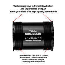 WALGUN T47-24 Bicycle Bottom Bracket Ceramic Bearing Thread 86.5mm for Mountain Road Bike Crankset Movement