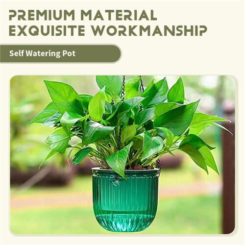 Pacote com 2 Vasos de Flores Auto-IrrigáVeis, Vasos de Flores Suspensos Internos, Cesta de Vasos Suspensos Externos de 6,5 Polegadas (Esmeralda) 2
