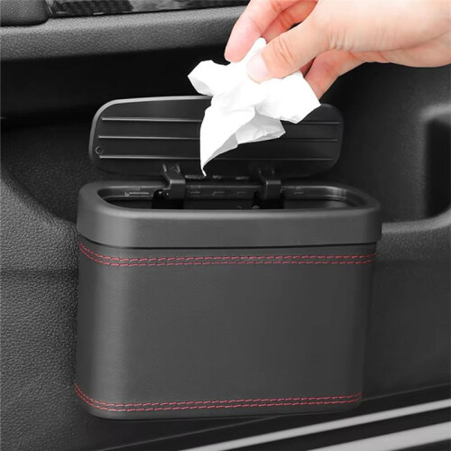 Car Trash Bin - Hanging Vehicle Garbage Dustbin, Square Pressing Type, Auto Storage Box, Plastic 1