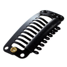 80Pcs Black Nine-Tooth Clip for Hair Extension Snap Clip for DIY Use(Black)32MM L
