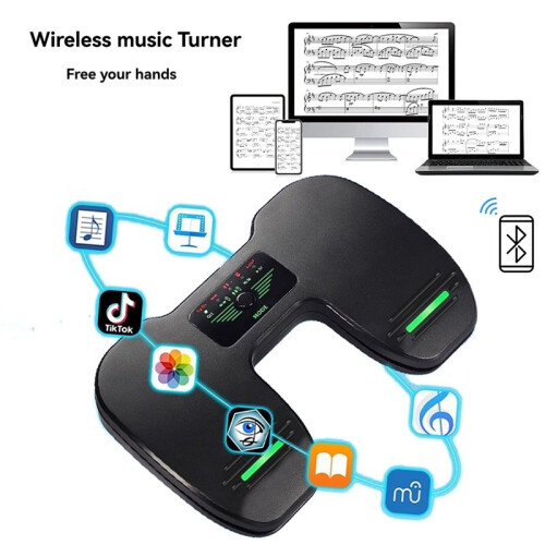 Pedal Multifuncional Sem Fio para Virar Páginas de Música, com Função Mudo e , Compatível com Tablets e Celulares. 2