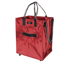 Wheeled Shopping Bag Foldable Reusable Fabric Rolling Grocery Trolley Black Medium or Large Red
