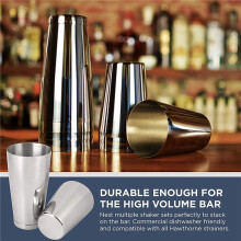 3X Premium Cocktail Shaker Set-Piece Pro Boston Shaker Set. Unweighted Martini Drink Shaker Made From Stainless Steel