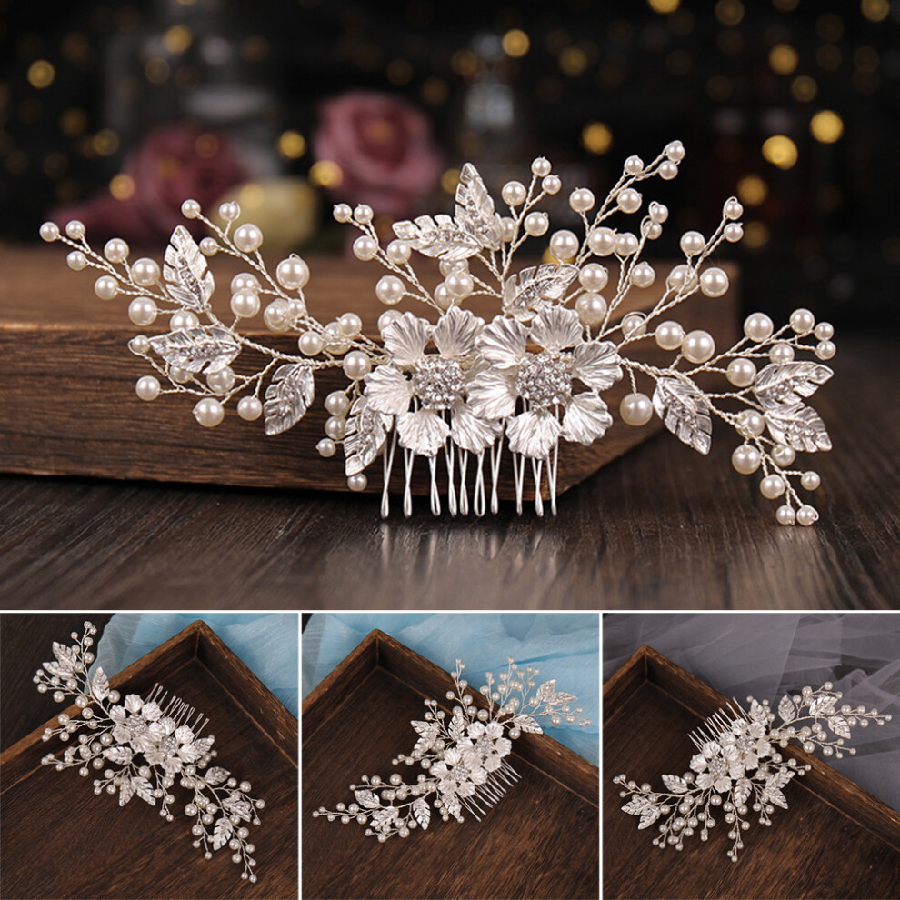 Roc-Electron Pearl Tiara Hair Comb For Wedding & Party