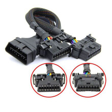 2X 2 IN 1 OBD2 Extension Cable OBDII Male to 2 Female Splitter Car Computer Connection Conversion Plug Socket 30CM