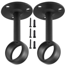 Curtain Rod Ceiling-Mount Bracket Curtain Rod Brackets Curtain Rod Holders for 1 1/4-Inch Rod (8 PCS, Black)