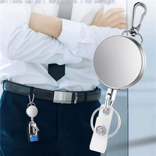 4Pcs Retractable Pull Key Ring ID Badge Lanyard Name Tag Card Holder  Reel Belt Clip 1