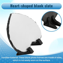 4Pcs Sublimated Slate Heart Shaped Blank Slate Rock Slate with Display Stand for DIY Personalized Photo Frame