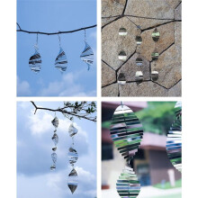 4set Metal Bird Scare Discs Shiny Wind Spinners with Bird Reflectors, Outdoor Home Garden Decoration Hanging