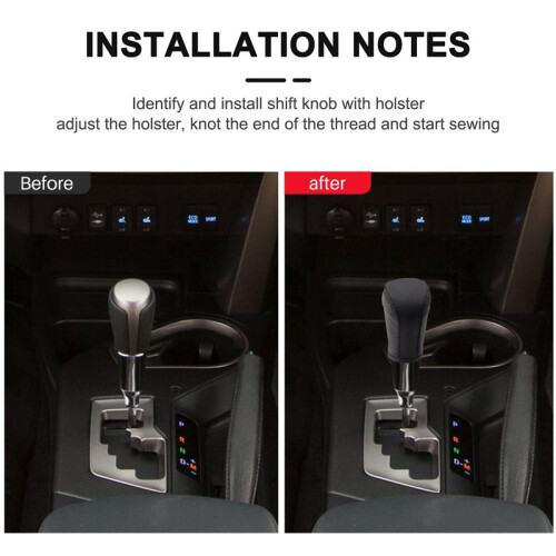 Leather Gear Shift Knob Cover for   Rav4 Rav 4 2014-2019 Automatic Hand-Stitched DIY Gear Shift Collars B 2
