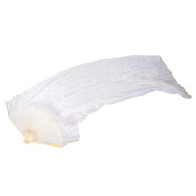 Silk Unisex Chinese Silk Dance Fans 3Pcs Belly Dance Fans White Color 180X90cm