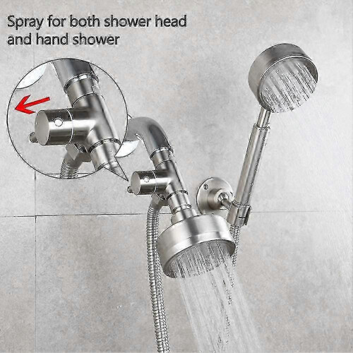 (brushed) Shower Arm Diverter Valve, Bathroom Brass G1/2 3 Way Shower System Component Replacement For Handheld Fixed Spray Shower Head A 1