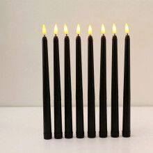12x Black LED Birthday Candles,Yellow Flameless Flickering Battery Operated LED Halloween Candles