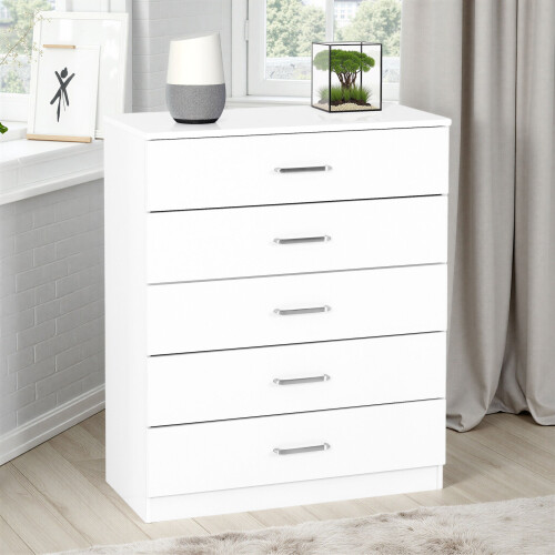 Seconique Dakota 5 Drawer Chest - White