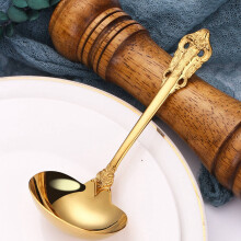 2X 304 Stainless Steel Soup Ladle Cooking Tool Kitchen Accessories Gold Scoop Tablewares Gold Plated Soup Serving Spoon