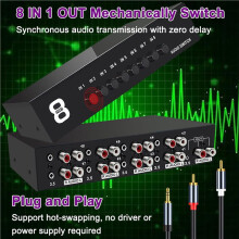 2X Selettore Audio Stereo Bidirezionale Aux da 3,5 mm + RCA L/R 8 In Out Selettore Audio Analogico A/B