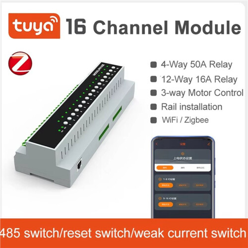 2X Tuya  Zigbee 16 Gang Relay  Module Remote Control Appliance Control Module 110V-240V APP Voice Control 2