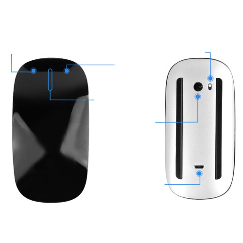 2X  Wireless Magic Mouse Silent Rechargeable Computer Mouse Slim Ergonomic PC Mice for  (White)