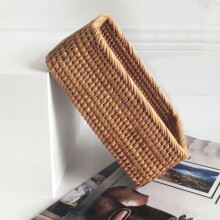 2X Hand Gewebte Rechteckige Rattan Weiden Korb Obst Tee Snack Brot Picknick Kosmetik Aufbewahrungs Box Küche Haushalts Werkzeuge L
