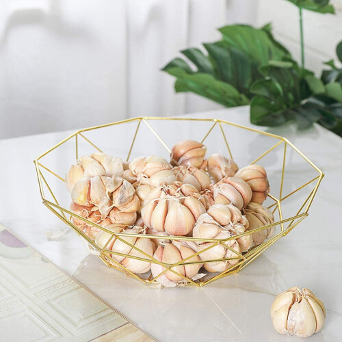 2X Metal Wire Fruit Basket Fruit Bowl, Large Round Bread Storage Bowl Stand 2