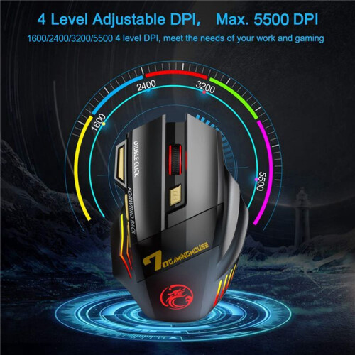 2X Mouse Da Gioco Senza Fili per Computer 2.4G RGB Ricaricabile Mouse Da Gioco  Mouse USB Mouse Ergonomico Silenzioso 1