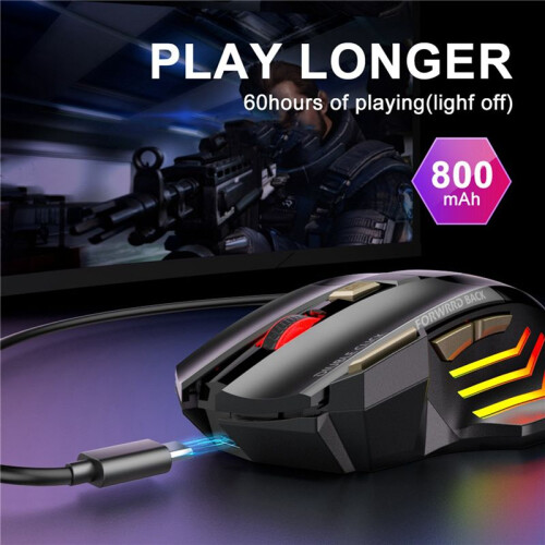 2X Mouse Da Gioco Senza Fili per Computer 2.4G RGB Ricaricabile Mouse Da Gioco  Mouse USB Mouse Ergonomico Silenzioso 2