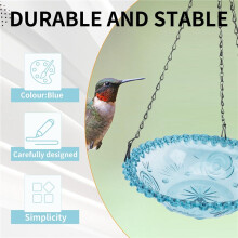 Baño para Pájaros Colgante en Forma de Flor de Pájaro para Decoración de Jardín Al Aire Libre, Suministros de Comedero para Pájaros Azul