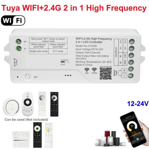 High Frequency PWM Controller Wifi Alexa Tuya  Assistance 2 in 1 Single Color LED Strip Controller 2