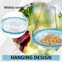 Fågelblomformad Hängande Fågelmatare Fågelbad för Trädgård Utomhusdekoration,Fågelmatare Blå